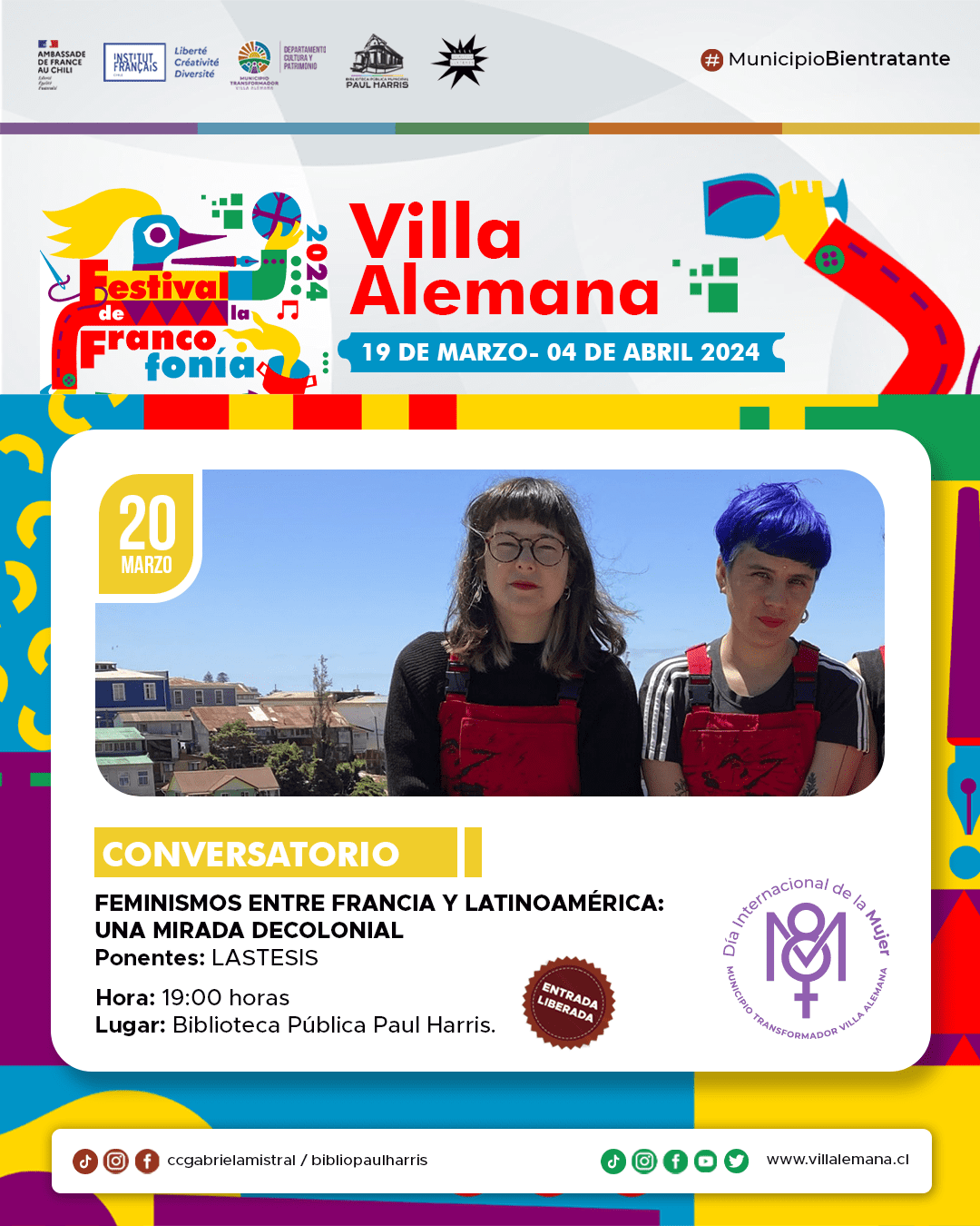 COLECTIVO LASTESIS REALIZARÁ UN CONVERSATORIO ESTE 20 DE MARZO EN LA BIBLIOTECA PÚBLICA MUNICIPAL PAUL HARRIS DE VILLA ALEMANA